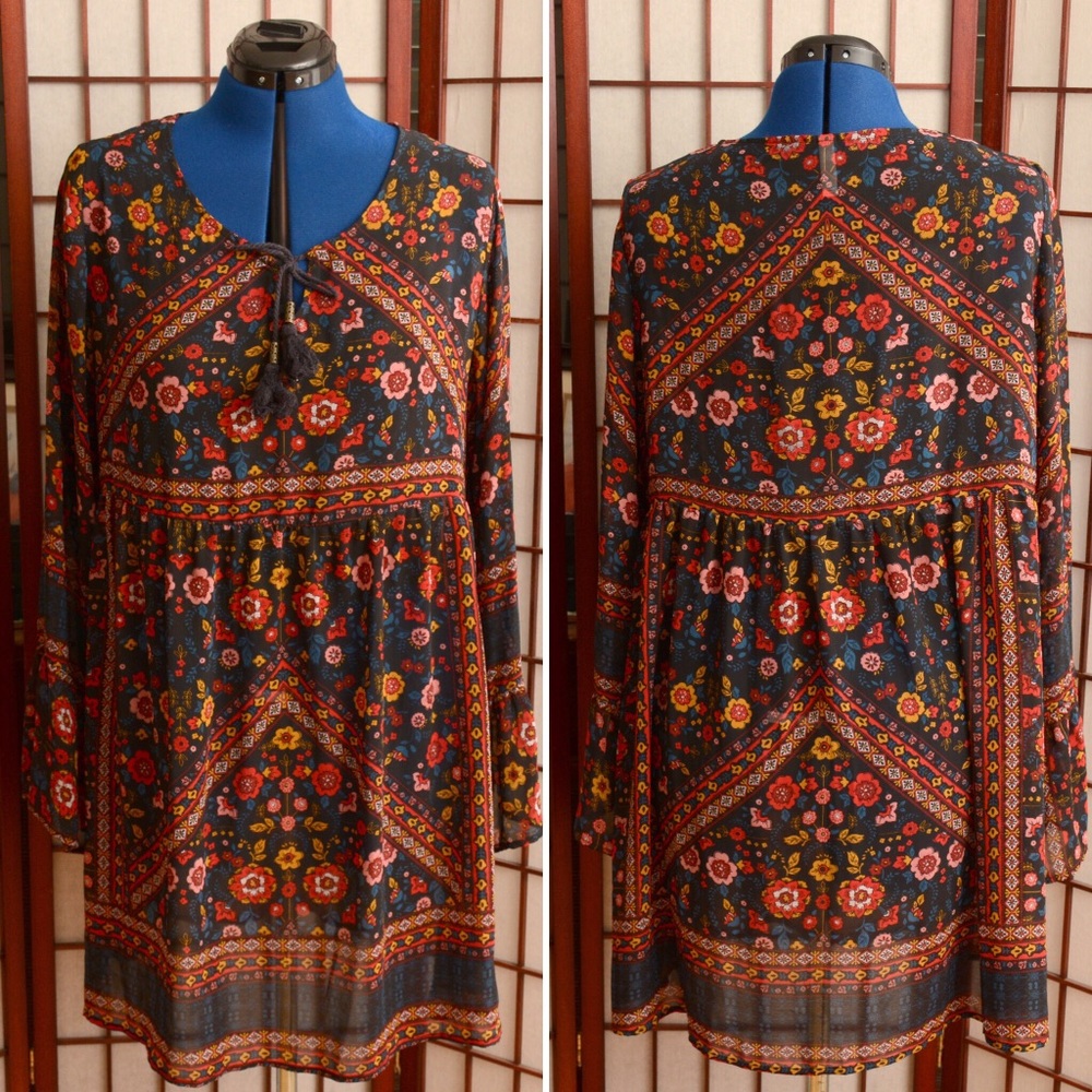 Adorable bohemian paisley babydoll dress
